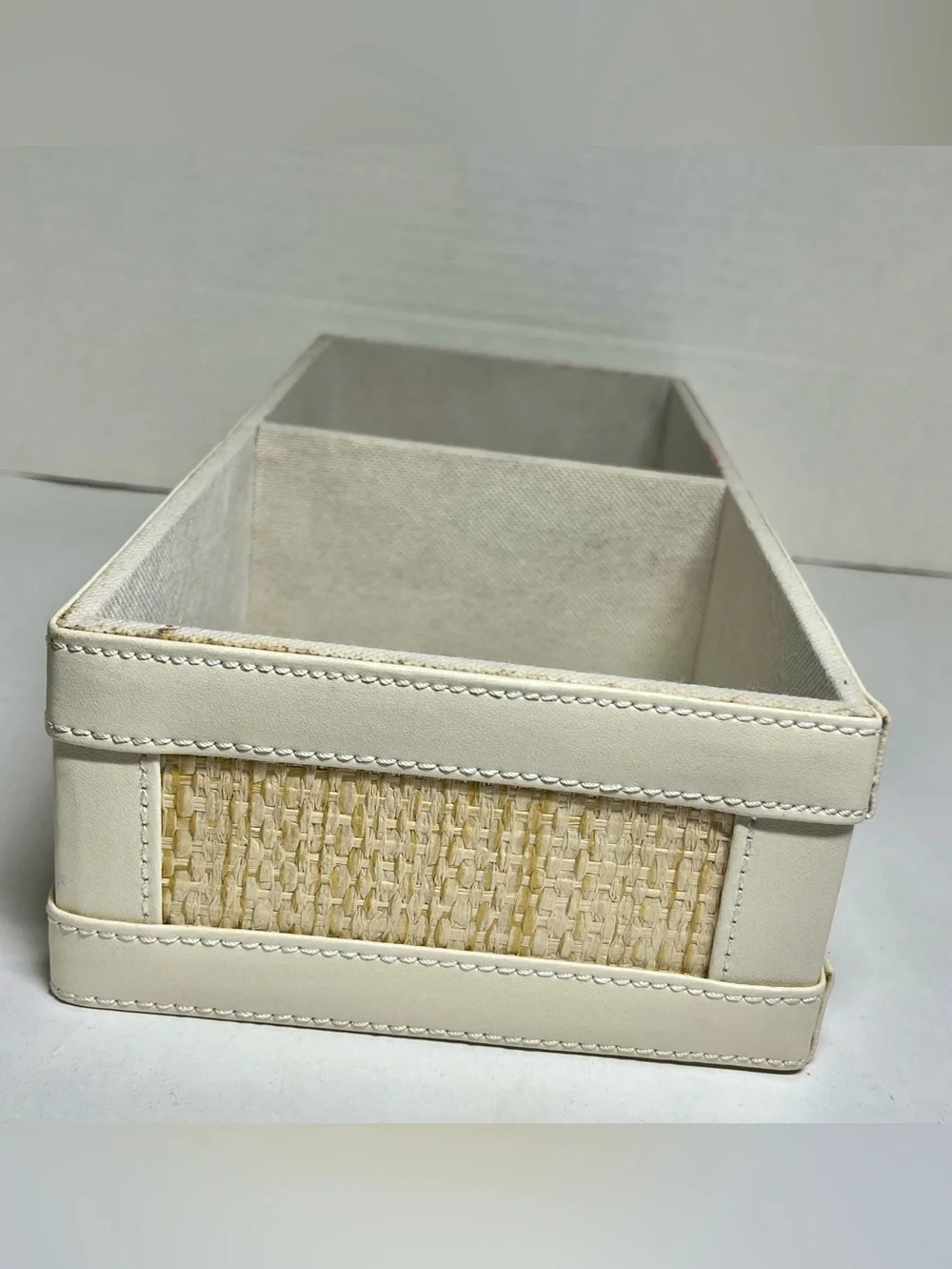 Home Goods 2-Compartment Cream/Natural Woven Organizer (NEW) (13